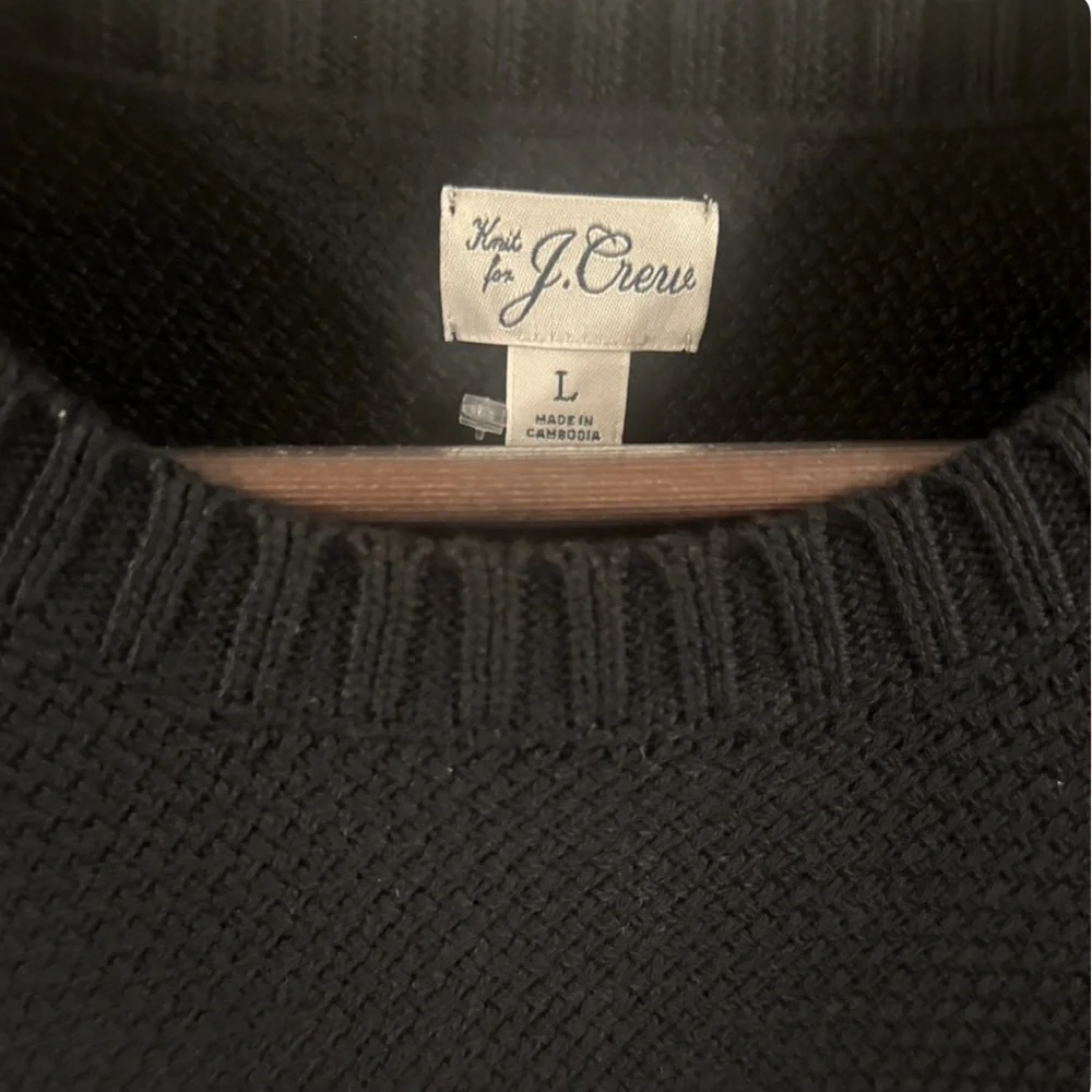 J. Crew Black Basket-Stitch Crewneck Sweater Size Men’s Large (NWT)